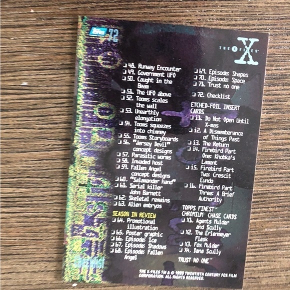 ’95 The X-Flies trading card: The Truth is Out There #72 - Picture 2 of 2